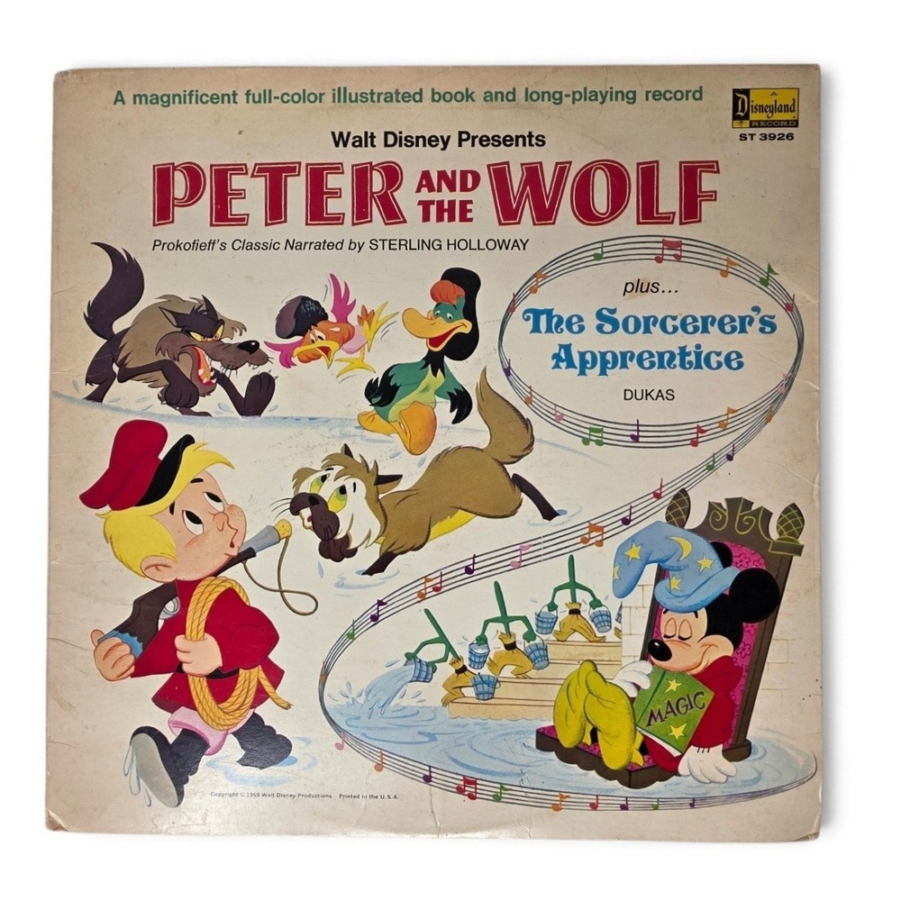 Vintage 1969 Disney Peter and the Wolf Vinyl Record Kids 12in ST 3926 Untested